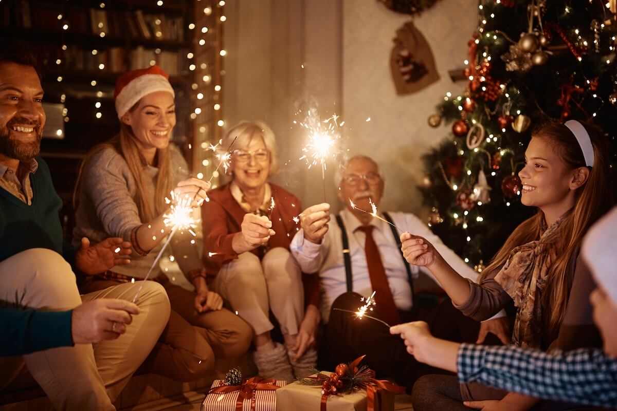 Family celebrating the holidays together.